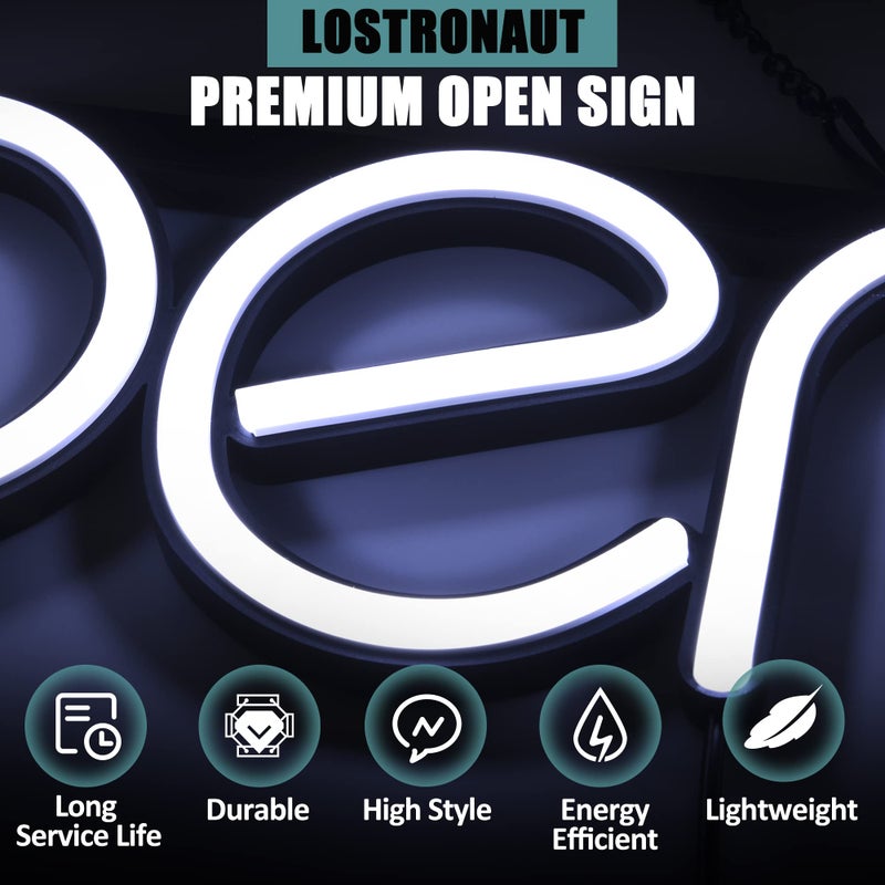 LOSTRONAUT LED Neon Open Sign Light. Perfect to Advertise Storefront, Business, Office, Shop and Restaurant. Ultra Bright White Designer Color. Custom Built, Elegant Window Display - Image 5